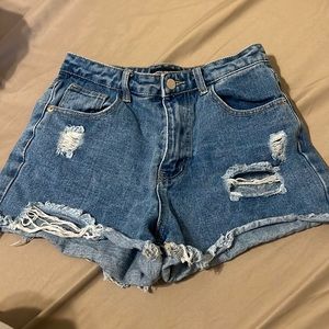 Pretty Little Thing Distressed Denim Shorts